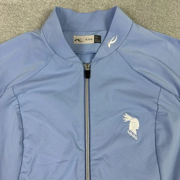 Kjus Jacket Womens Large 40 Blue Nina Midlayer Windbreaker Golf Course Logo - Picture 2 of 10